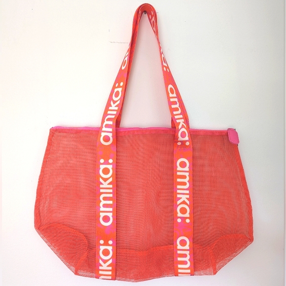 Amika : Large Mesh Summer Beach Bag Tote - Picture 1 of 6